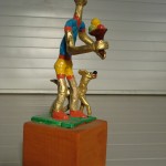 Gelataio, 2012, cm 32x10x10, bronzo dipinto su base di legno, Gian Paolo Gazzola