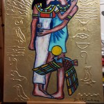 il bacio da 3000 anni - pastelli ad olio e foglia d'oro su tela - cm 50 x 60 - gian paolo gazzola