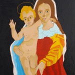Madonna con bambino con aureole - 2012 - cm 76x61 - Olio su pannello di legno - Gian Paolo Gazzola